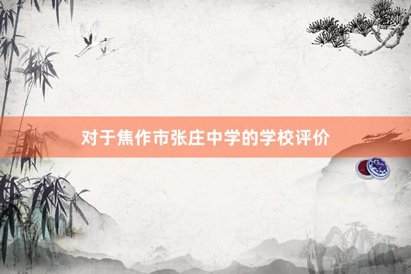 对于焦作市张庄中学的学校评价